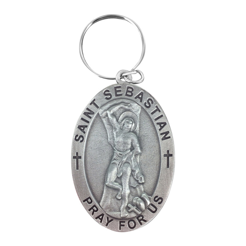 Extel Pewter Oval St. Sebastian Key Chain for Athletes