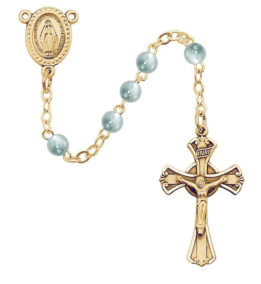 Rosary-Baby Blue Pearl Glass Bead
