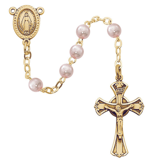 Rosary-Baby Pink Pearl Glass Bead