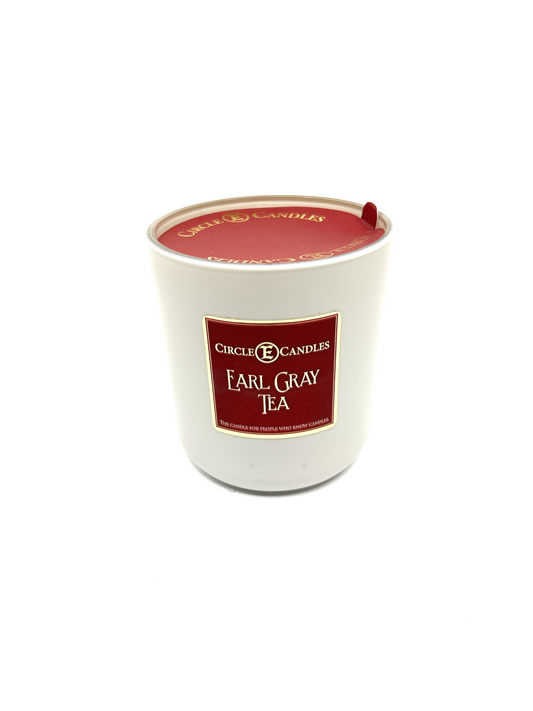 Circle E Candles, Earl Gray Tea Scent, Medium Size Jar Candle, 7oz – Soothing Tea Bergamot Home Fragrance, Warm Aromatic Candle, Made in USA