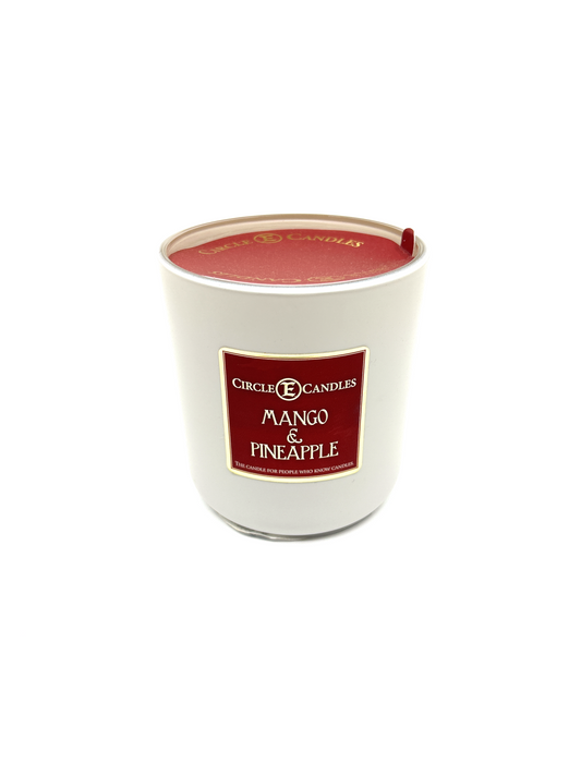 Circle E Candles, Mango & Pineapple Scent, Medium Size Jar Candle, 7oz – Tropical Fruity Citrus Home Fragrance, Fresh Juicy Blend Candle, Made in USA