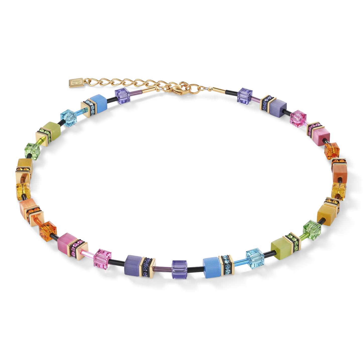 GeoCUBE® Necklace Multicolor Rainbow Gold Elegant Jewelry