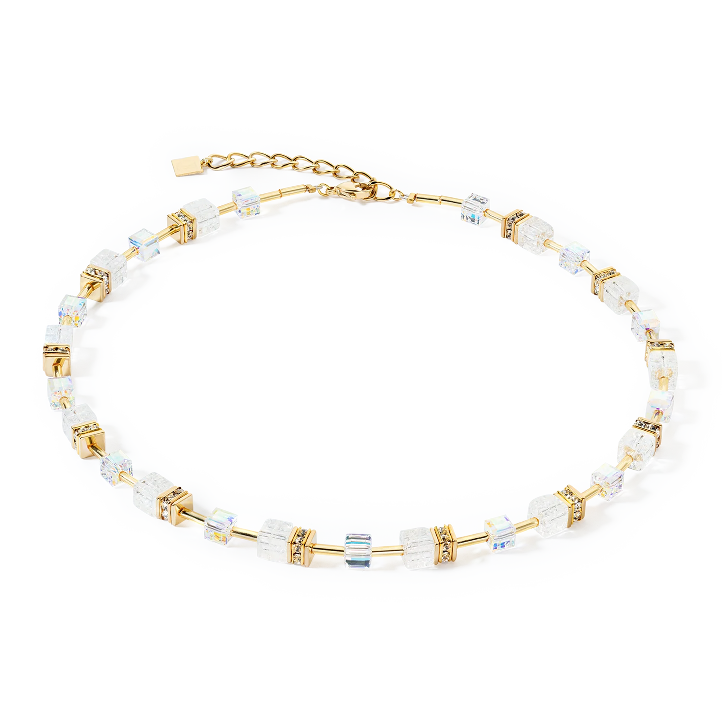 GeoCUBE® Iconic Nature Necklace Gold White Elegant Jewelry
