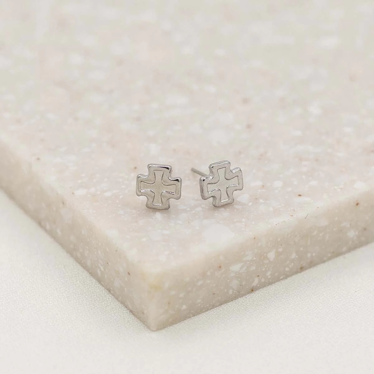 Dainty Faith Stud Earrings in Silver or Gold Tone
