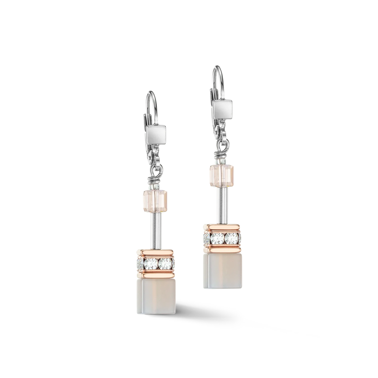 GeoCUBE® Iconic Precious Earrings Rose Gold Peach Elegance