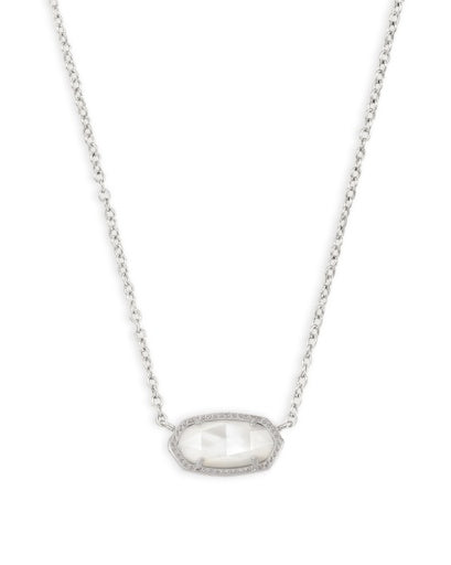 ELISA SHORT PENDANT NECKLACE SILVER IVORY MOTHER OF PEARL