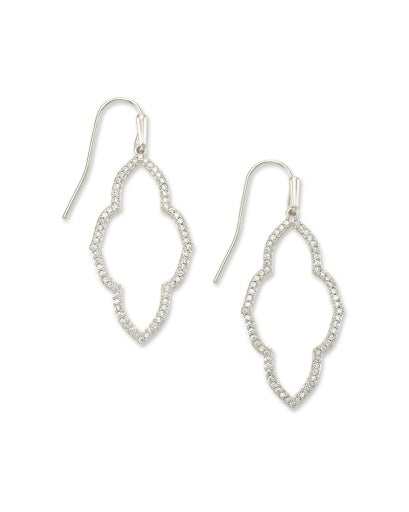 ABBIE SMALL OPEN FRAME EARRINGS RHODIUM METAL