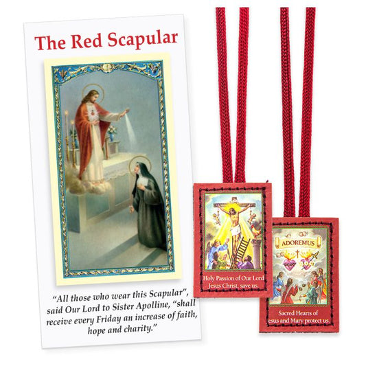 Scapular - 1 1/2" x 2" Red Scapular of the Passion