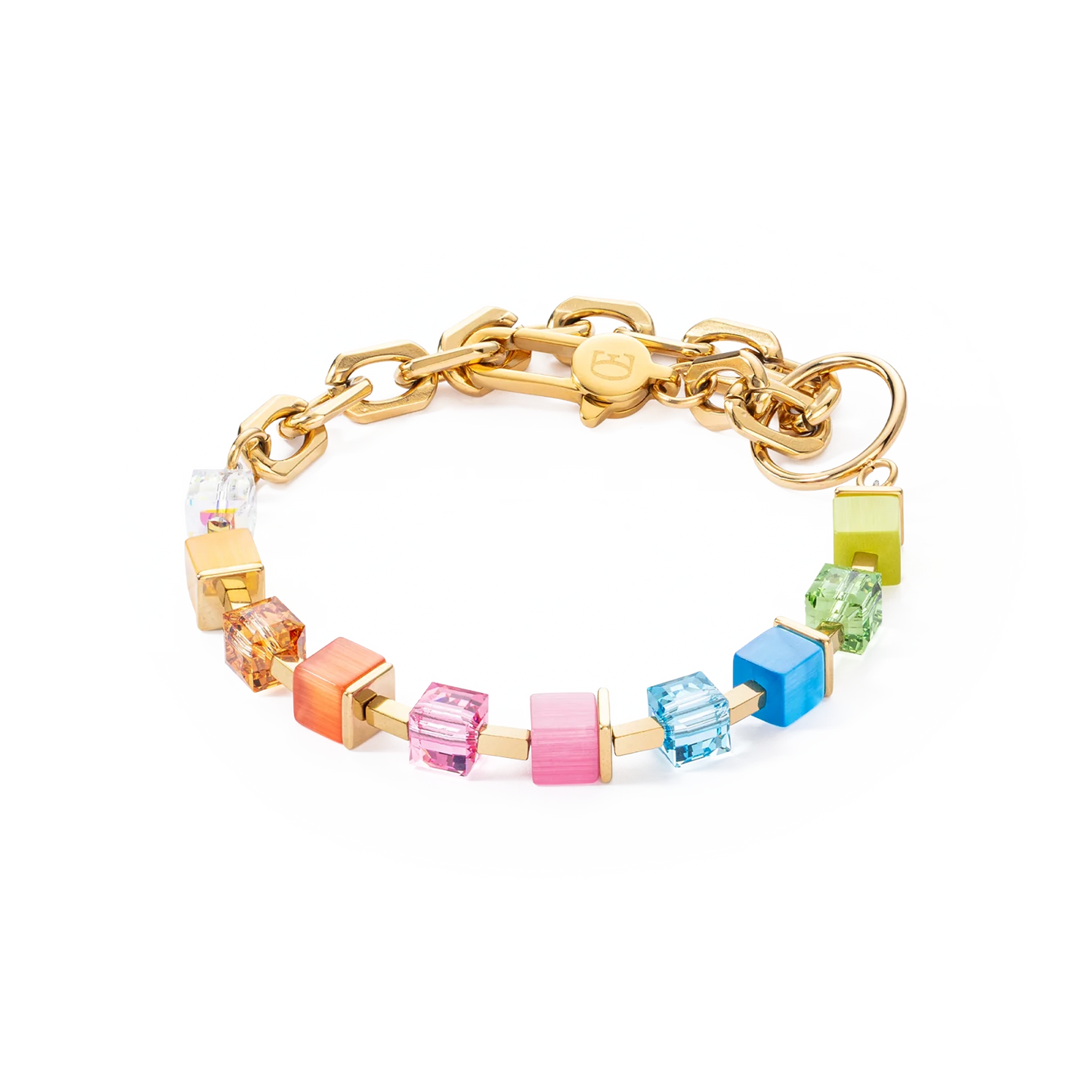 Bracelet Cube Fusion Charm Gold-Rainbow for Stylish Elegance