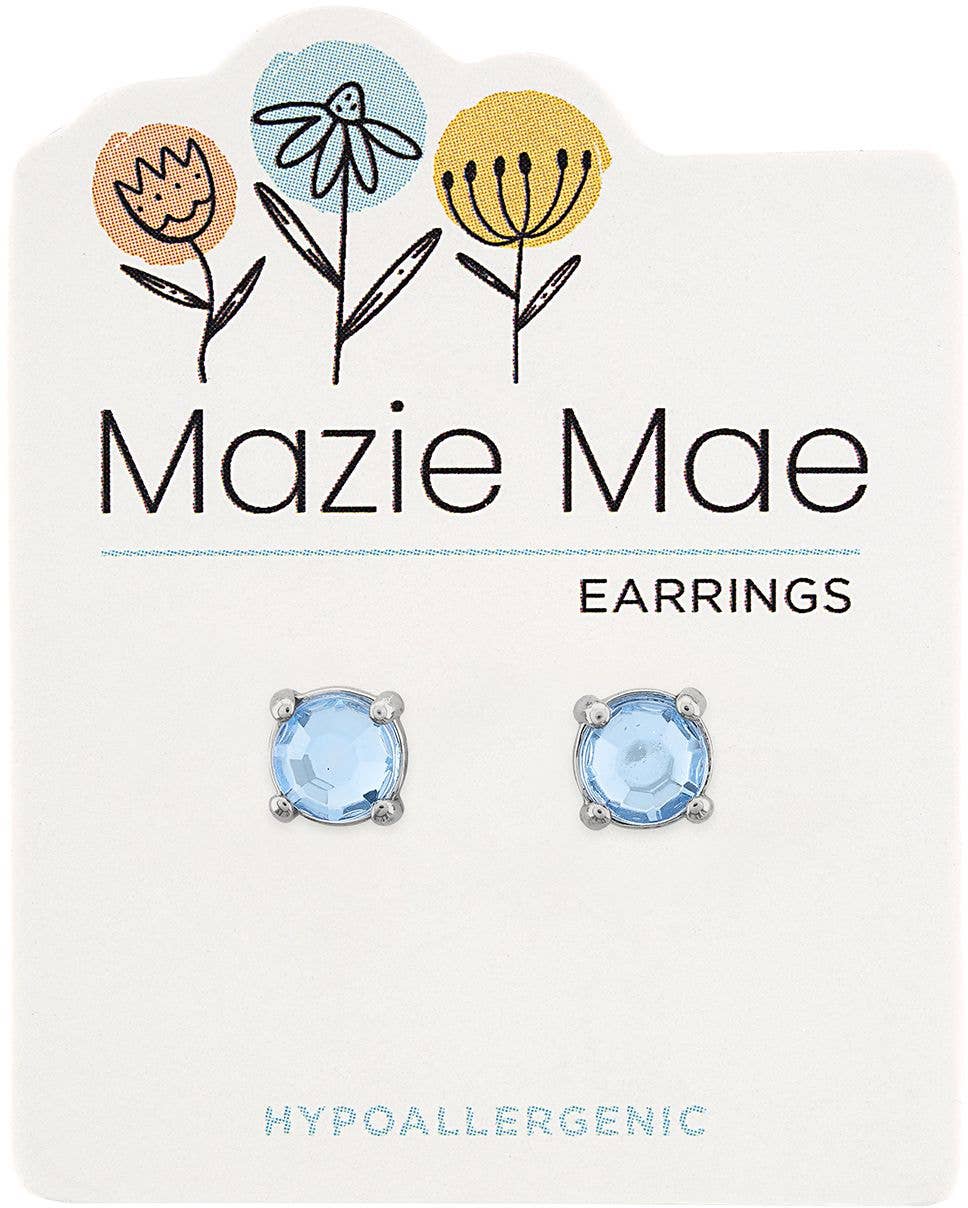 Mazie Mae Earring: Silver Light Sapphire Solitaire Stud
