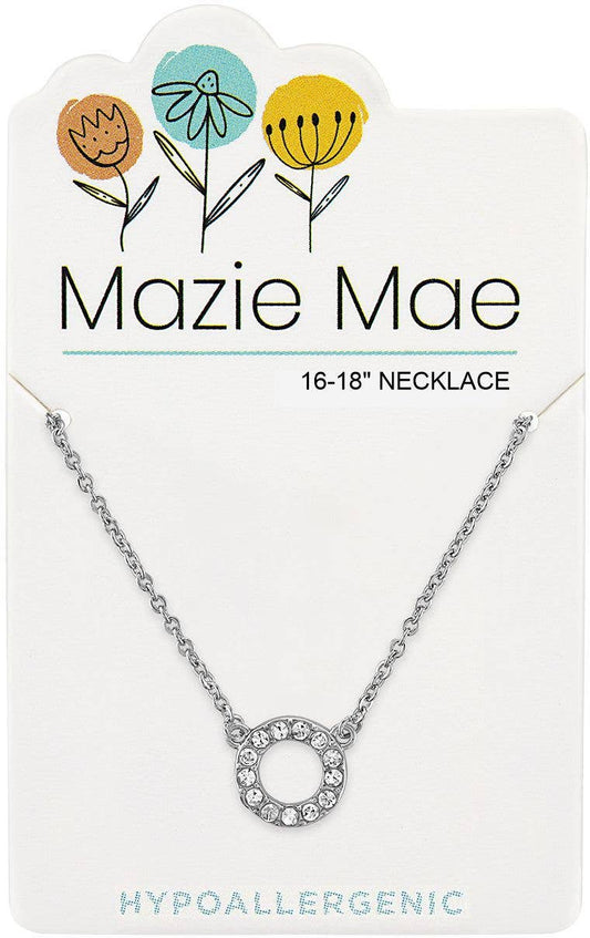 Mazie Mae Necklace: Silver CZ Open Circle Necklace