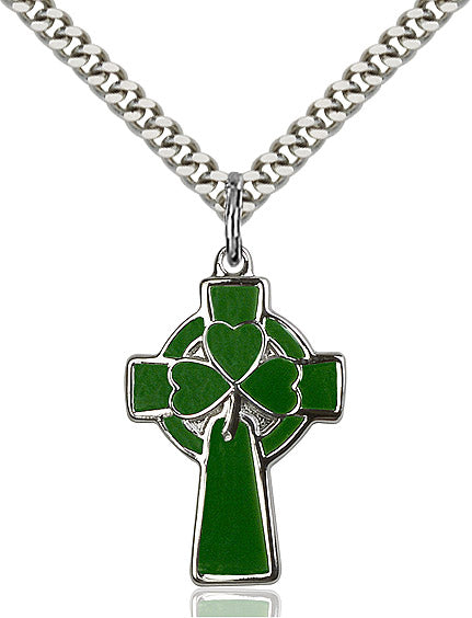 Extel Large Sterling Silver Celtic Cross Pendant with 24" chain, Made in USA