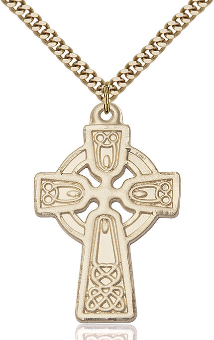 Extel Large 14kt Gold Filled Celtic Cross Pendant with 24" chain, Made in USA