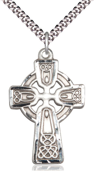 Extel Large Pewter Celtic Cross Pendant with 24" chain, Made in USA
