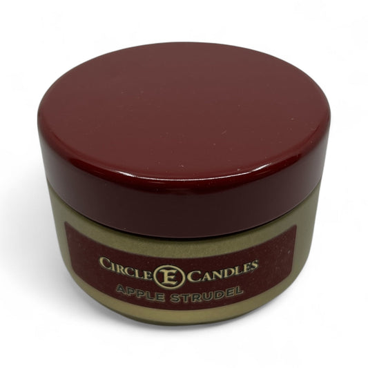 Circle E Candles, Apple Strudel Scent, Extra Small Size Travel Tin Candle, 4oz, 1 Wick