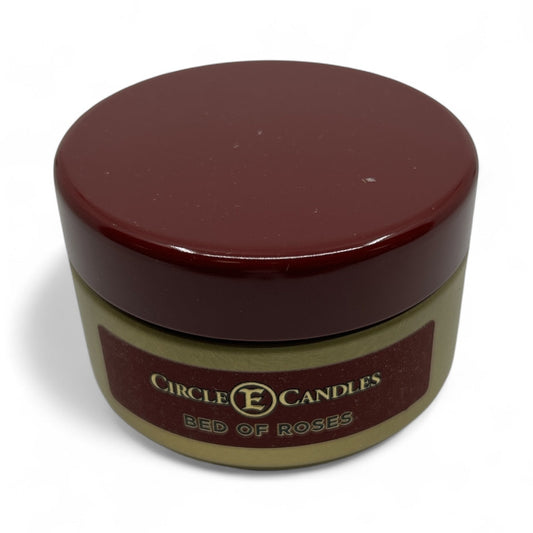 Circle E Candles, Bed of Roses Scent, Extra Small Size Travel Tin Candle, 4oz, 1 Wick