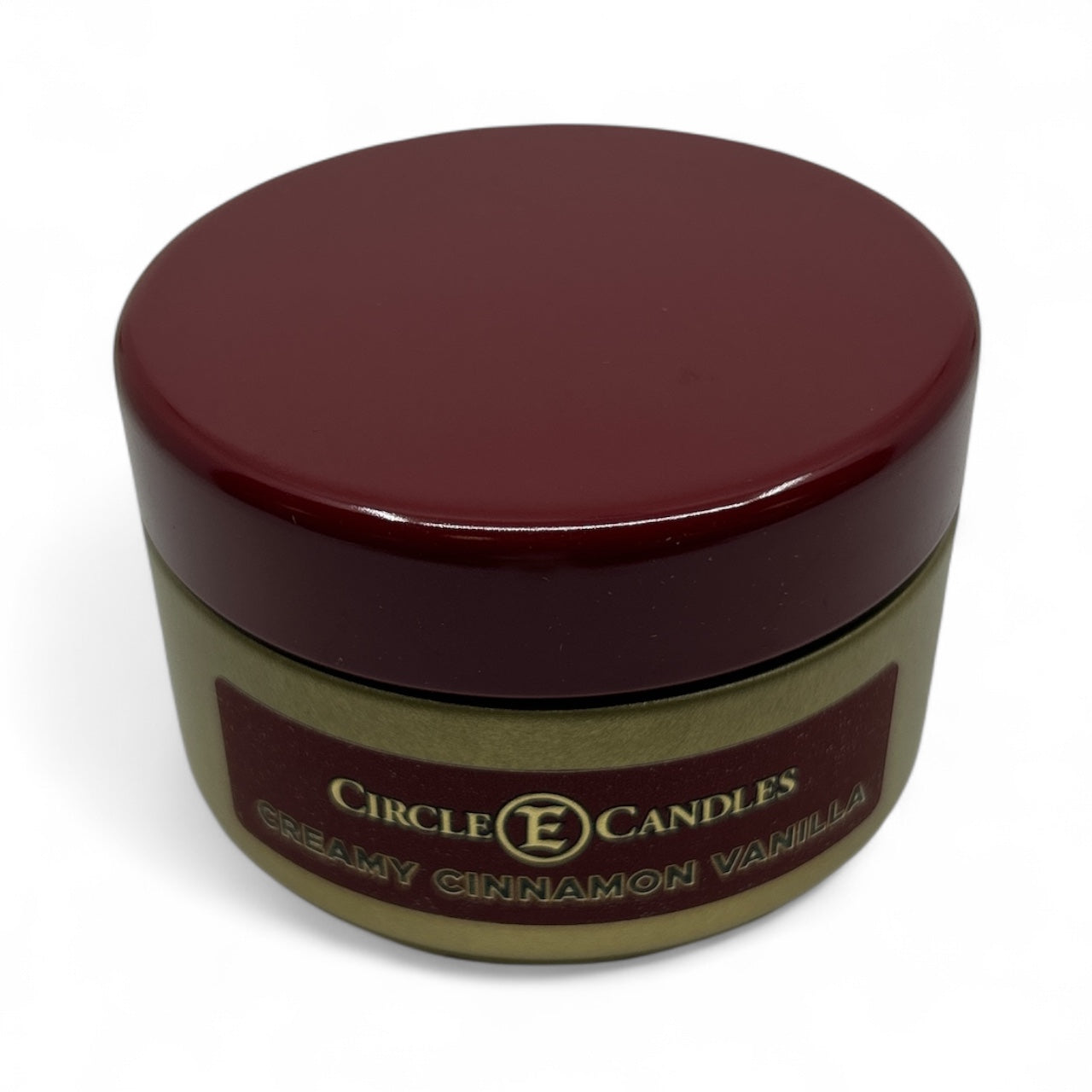 Circle E Candles, Creamy Cinnamon Vanilla Scent, Extra Small Size Travel Tin Candle, 4oz, 1 Wick