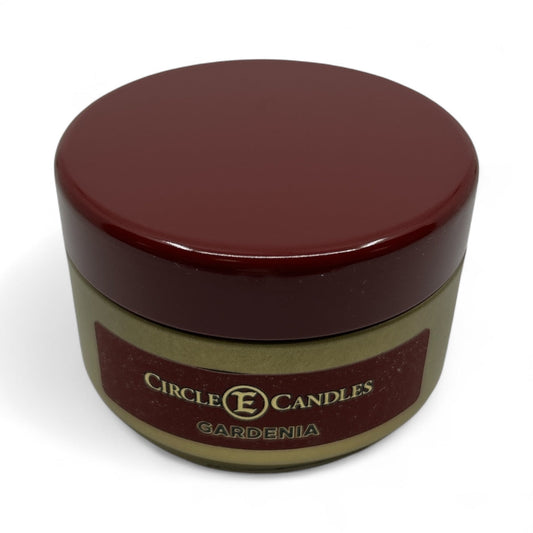 Circle E Candles, Gardenia Scent, Extra Small Size Travel Tin Candle, 4oz, 1 Wick