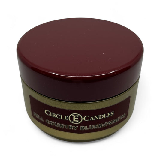 Circle E Candles, Hill Country Bluebonnets Scent, Extra Small Size Travel Tin Candle, 4oz, 1 Wick