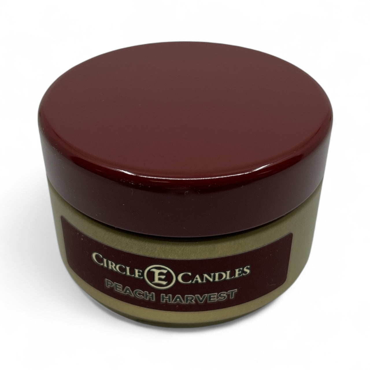 Circle E Candles, Peach Harvest Scent, Extra Small Size Travel Tin Candle, 4oz, 1 Wick