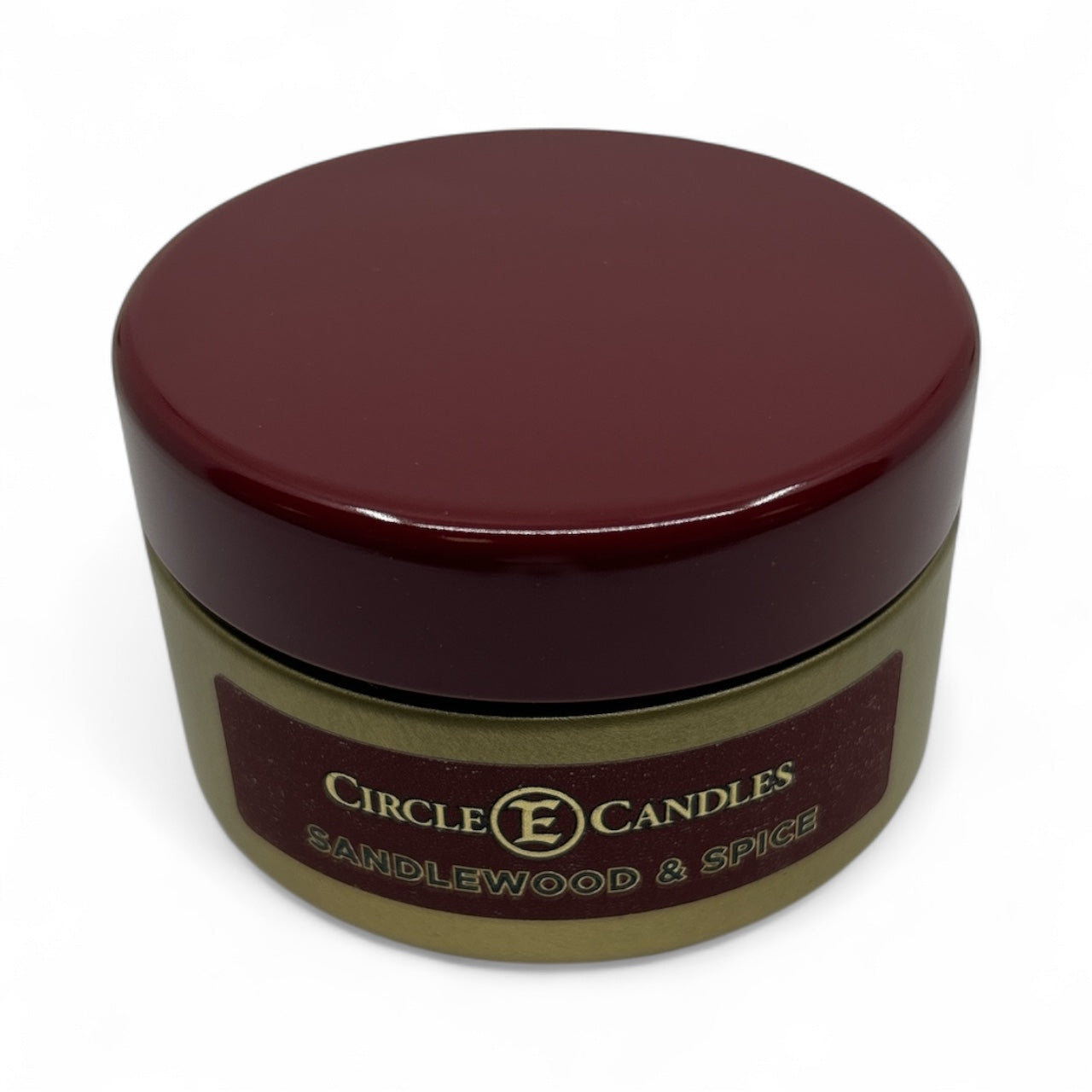 Circle E Candles, Sandlewood and Spice Scent, Extra Small Size Travel Tin Candle, 4oz, 1 Wick