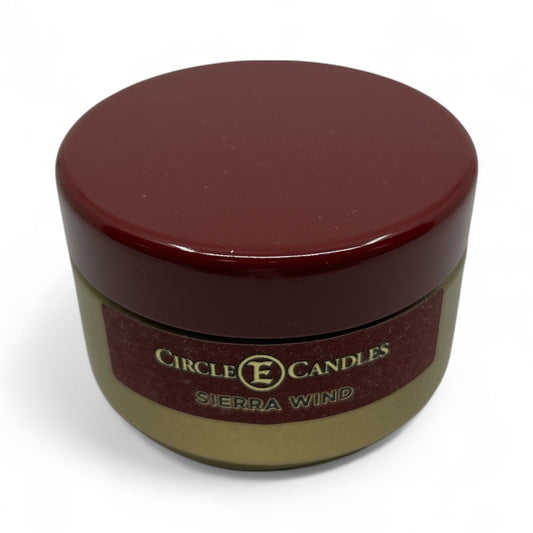 Circle E Candles, Sierra Wind Scent, Extra Small Size Travel Tin Candle, 4oz, 1 Wick