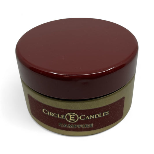 Circle E Candles, Campfire Scent, Extra Small Size Travel Tin Candle, 4oz, 1 Wick