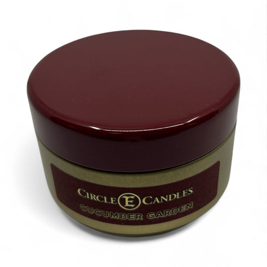Circle E Candles, Cucumber Garden Scent, Extra Small Size Travel Tin Candle, 4oz, 1 Wick