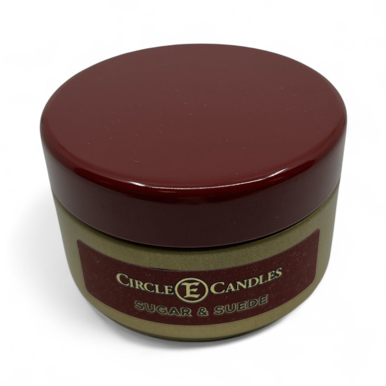 Circle E Candles, Sugar and Suede Scent, Extra Small Size Travel Tin Candle, 4oz, 1 Wick