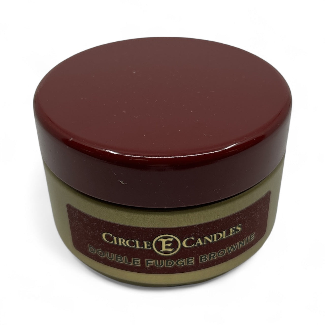Circle E Candles, Double Fudge Brownie Scent, Extra Small Size Travel Tin Candle, 4oz, 1 Wick