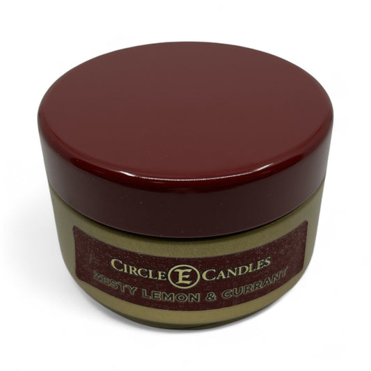 Circle E Candles, Zesty Lemon and Currant Scent, Extra Small Size Travel Tin Candle, 4oz, 1 Wick