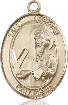 Extel Large Oval 14kt Gold Filled St. Andrew the Apostle Pendant with 24" chain, Made in USA