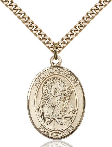 Extel Large Oval 14kt Gold Filled St. Apollonia Pendant with 24" chain, Made in USA