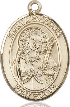 Extel Large Oval 14kt Gold Filled St. Apollonia Pendant with 24" chain, Made in USA