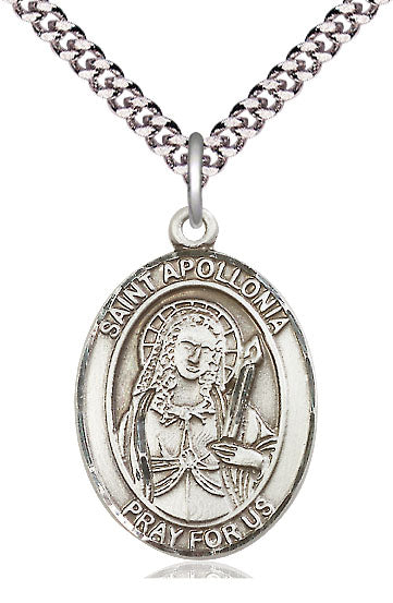 Extel Large Oval Pewter St. Apollonia Pendant with 24" chain, Made in USA