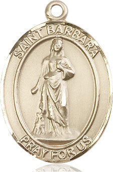 Extel Large Oval 14kt Gold Filled St. Barbara Medal, Made in USA