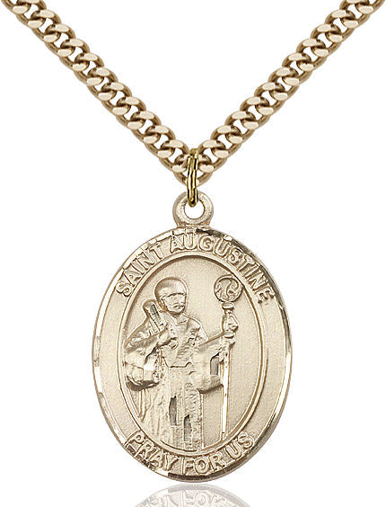Extel Large Oval 14kt Gold Filled St. Augustine Pendant with 24" chain, Made in USA