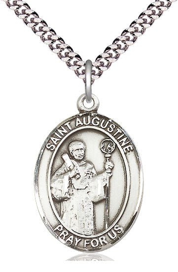 Extel Large Oval  Pewter St. Augustine Pendant with 24" chain, Made in USA