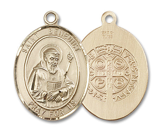 Extel Large Oval 14kt Gold Filled St. Benedict Medal, Made in USA