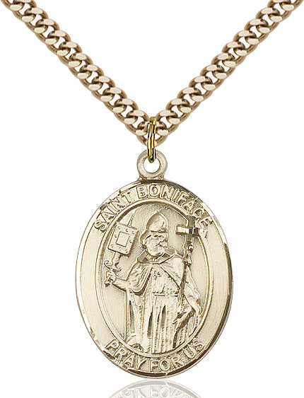 Extel Large Oval 14kt Gold Filled St. Boniface Pendant with 24" chain, Made in USA