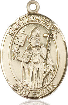 Extel Large Oval 14kt Gold Filled St. Boniface Medal, Made in USA