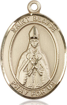 Extel Large Oval 14kt Gold Filled St. Blaise Medal, Made in USA
