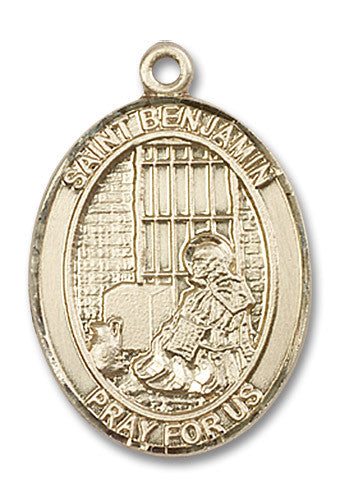 Extel Large Oval 14kt Gold Filled St. Benjamin Medal, Made in USA