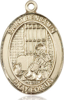 Extel Large Oval 14kt Gold Filled St. Benjamin Medal, Made in USA