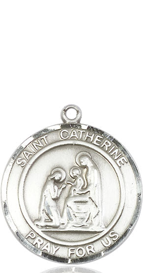 Extel Large Round Pewter St. Catherine of Siena Medal Pendant, Made in USA