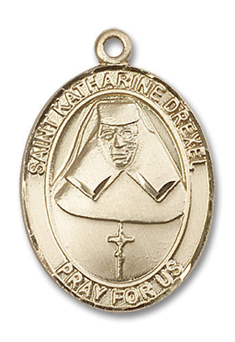 Extel Large Oval 14kt Gold Filled St. Katharine Drexel Medal, Made in USA