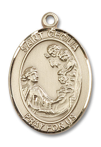 Extel Large Oval 14kt Gold Filled St. Cecilia Medal, Made in USA