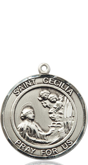 Extel Large Round Pewter St. Cecilia Medal Pendant, Made in USA