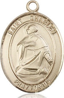 Extel Large Oval 14kt Gold Filled St. Charles Borromeo Medal, Made in USA