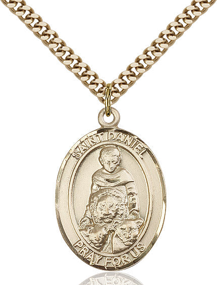 Extel Large Oval 14kt Gold Filled St. Daniel Pendant with 24" chain, Made in USA